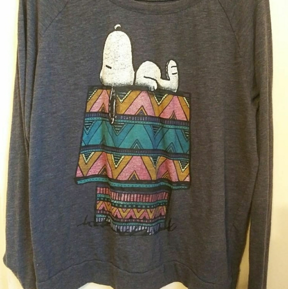 " Snoopy On Southwestern Print Long Sleeve Shirt "